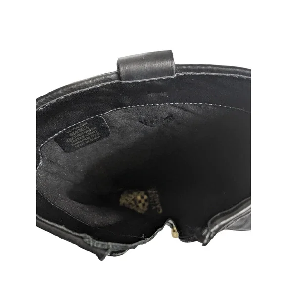 Vince Camuto 6 black leather Waldan boots motorcycle boots gold strap buckle - Picture 6 of 6